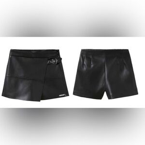 Guess Black Faux Leather Skorts
